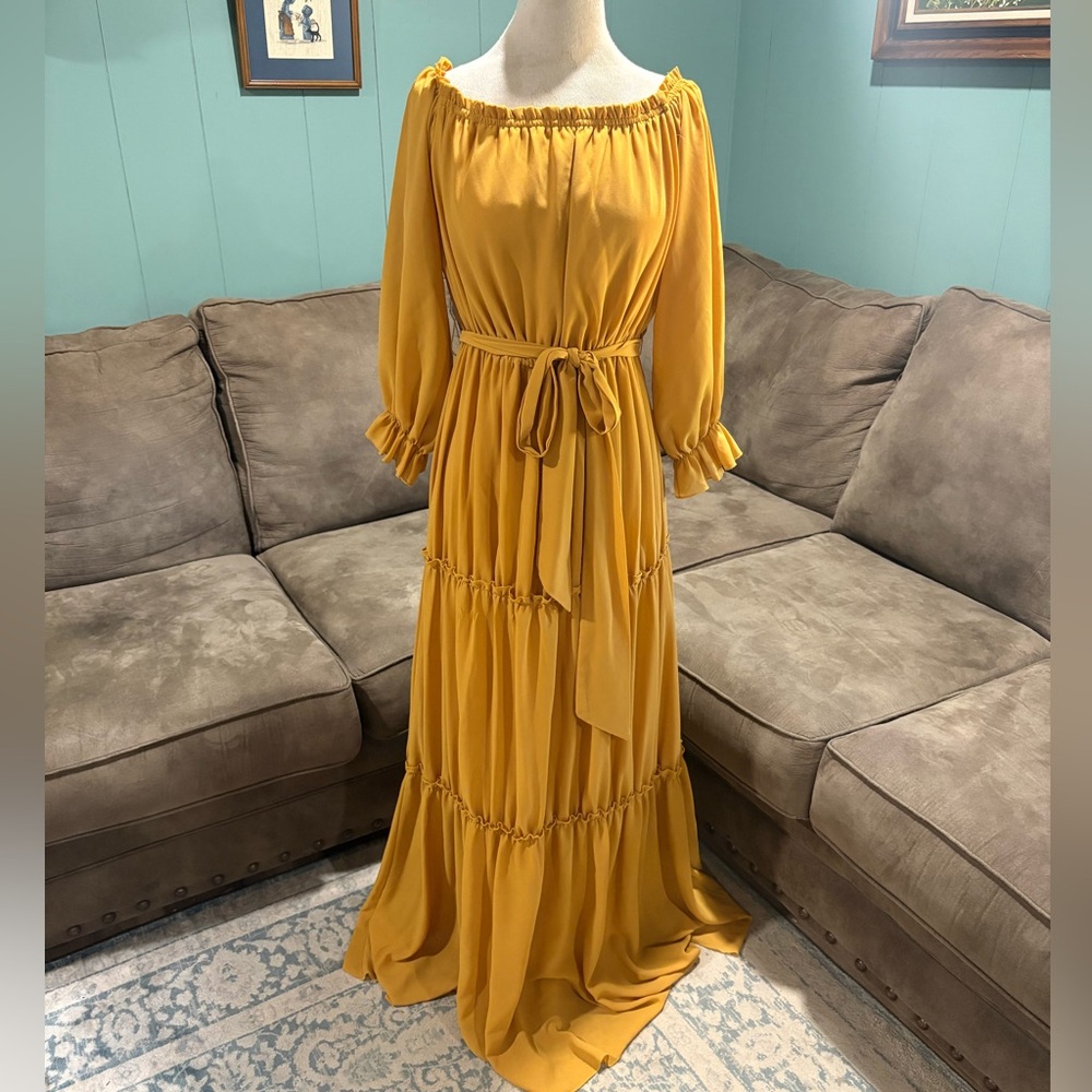 Baltic Born Mustard Long Sleeve Maxi Dress